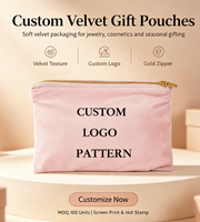 Desgin Velvet Sacs Coloré En Gros Zip Cosmétique Sac Soins De La Peau Cosmétique Bijoux Lettre Or Fermeture Éclair pour Cadeaux et Emballage