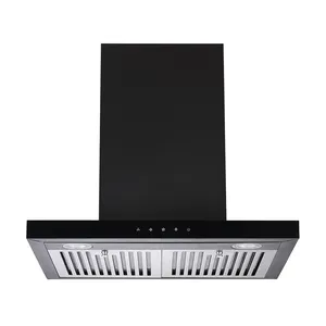 Factory Supplier T Shape 900Mm Matt Black Smoke Suction Ventilation Control Extractor Hood Vented Easy Clean Kitchen Chimney