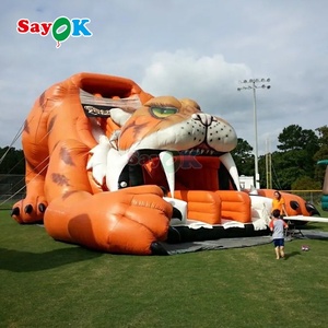 Sayok Thiết Kế Miễn Phí Pvc Bạt Lớn Tiger Hình Dạng Inflatables Kép Làn Đường Slide Blower Inflatable Khô Trượt Cho Trẻ Em - Product Image 4