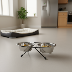 Juego de Platos y Comederos para Mascotas de Acero Inoxidable, 2 x 0.45 L, 13 cm - Product Image 3