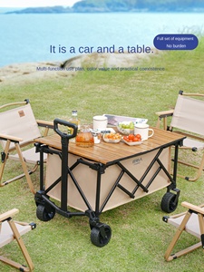 Chariot de camping pliable en métal à quatre roues, plateforme fermée, OEM personnalisé, outil de voyage en plein air - Product Image 3