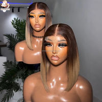 Perruque Bob Ombrée Brun Miel 4x4 HD Lace Cheveux Humains Sans Colle Brun Caramel Chaud 12 Pouces Pré-décolorée avec Fermeture HD Vente en Gros