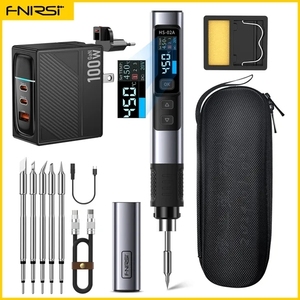 FNIRSI HS-02 DC 24V 100-450 डिग्री वेल्डिंग सोल्डर रीवर्क स्टेशन PD 100W एडजस्टेबल तापमान इलेक्ट्रिक सोल्डरिंग आयरन