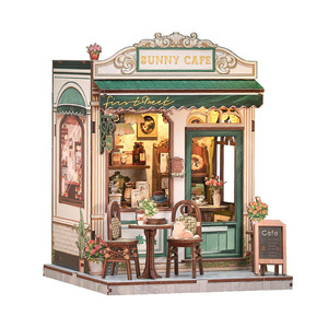 2026 Sky Blue Coffee Street City Cottage Rincón <span class=keywords><strong>de</strong></span> lectura <span class=keywords><strong>de</strong></span> madera, Rompecabezas 3D, Escena en miniatura para ensamblar DIY, Decoración <span class=keywords><strong>de</strong></span> mesa para adultos, Venta al por mayor - Product Image 1