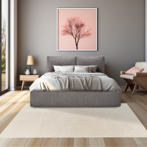 Letto matrimoniale ADELE in tessuto grigio - Product Image 1