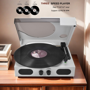 All In <span class=keywords><strong>On</strong></span> Record Player moderne haut de gamme en bois 3 vitesses lp tourne-disque à aiguilles pour phonographe multiple - Product Image 4