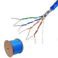 Cable de Red FTP Cat5e con Blindaje Simple, 4 Pares, F/UTP, con Cable de Drenaje 24AWG para Cableado Interior