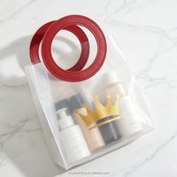 Sac cadeau transparent givré en PP personnalisé, sac de shopping réutilisable, logo personnalisé pour l'emballage de cadeaux