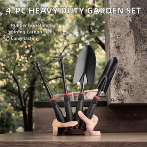Ensemble d'outils <span class=keywords><strong>de</strong></span> matériel <span class=keywords><strong>de</strong></span> jardinage robustes en acier au carbone <span class=keywords><strong>pelle</strong></span> râteau poignée en caoutchouc 4 pièces bricolage Grade plantation outils <span class=keywords><strong>de</strong></span> fleurs pour creuser - Product Image 2