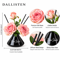 Diffuseurs de rose artificielle Dallisten avec vases en verre noir, parfum floral, décoration d'intérieur pour hôtel, chambre, mariage, vente en gros