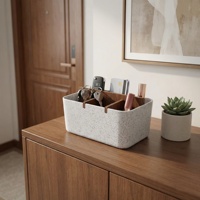 Boîte de rangement de bureau moderne en bambou, support multifonctionnel pour fournitures de bureau, organisateur de maquillage écologique pour la maison, plateau de tri