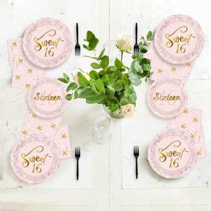 OEM Disposable 7-Inch Rose Gold Foil Paper <b>Plates</b> Modern Style Hot Selling for Sweet 16 Party Birthday Tableware Decorations - Product Image 4