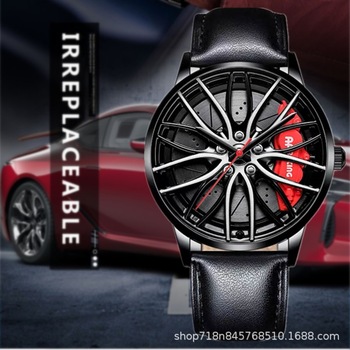 Orologio Uomo Con Quadrante Ruota Auto | Design 3D Sportivo | Movimento Al Quarzo Giapponese | Cinturino In Acciaio Inox | Impermeabile 3 ATM