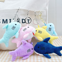 JAMELIN Porte-clés sac à dos requin de simulation 10 cm, jouet en peluche requin, pendentif porte-clés animal marin, pour machine à grue