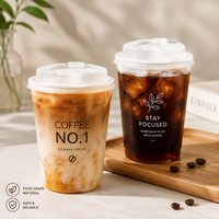 Gobelets jetables transparents en PET personnalisables avec couvercle pour boissons froides, jus, café – Idéaux pour les stands commerciaux