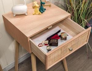 Nature Rattan Wooden <strong>Cabinet</strong> Japanese <strong>Oak</strong> 1 Drawer <strong>Bedside</strong> Table Living Room <strong>Cabinet</strong> - Product Image 4