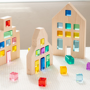 Dropshipping Products 2026 Acrylic Cube-<b>Shaped</b> Sensory <b>Blocks</b> Early Education Building <b>Blocks</b> Kindergarten Home Stacking Toys - Product Image 2