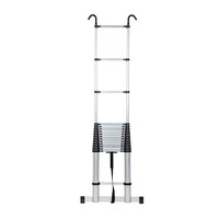 Échelle télescopique pliable à extension unique avec 2 crochets en aluminium pour toit, grenier, jardin, échelle à marches