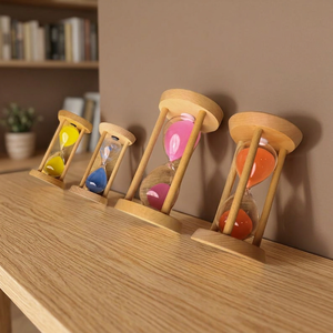 Sablier en bois fait main, design minimaliste, 14 cm, rose, bleu, jaune, orange, cadeau d'anniversaire - Product Image 3