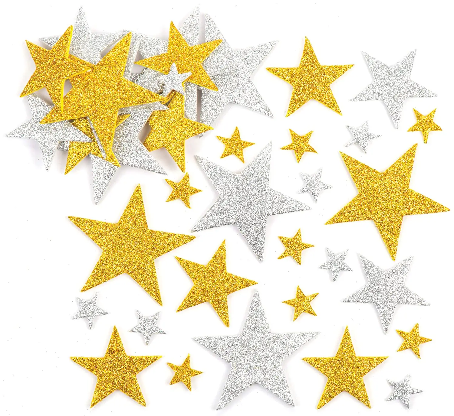 Altın ve gümüş EVA köpük etiket Bling Bling Glitter yıldız dekoratif Sticker