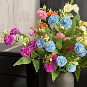 Flores Artificiales Mu Jinxi, Ramo de Crisantemos de Seda Tipo Ping Pong, Decoración para Bodas, Adorno para el Hogar, Multicolor - Product Image 5