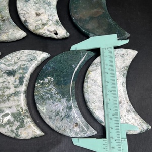 Venta al por mayor de cristal natural pulido encabezado piedra <span class=keywords><strong>verde</strong></span> musgo ágata cristal Lunas para la decoración del hogar - Product Image 5