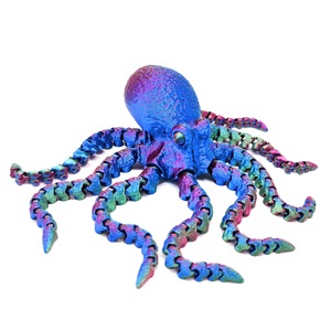 Decoración impresa en 3D, pulpo realista de aguas profundas en varios colores, con articulaciones móviles. - Product Image 1