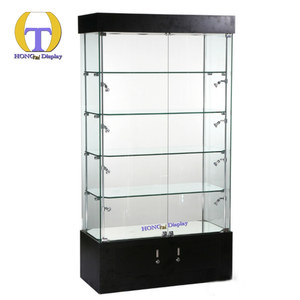 <span class=keywords><strong>Bureau</strong></span> de magasin de tabac sécurisé avec étagères en <span class=keywords><strong>verre</strong></span> trempé, design à panneaux en bois, éclairage LED, compartiment verrouillable, rangement - Product Image 5