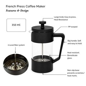 แก้วบอโรซิลิเกต เฟรนช์เพรสแบบพกพา เครื่องชงกาแฟเฟรนช์เพรส - Product Image 6