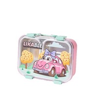 Boîte à lunch en acier inoxydable 304 à motifs de dessins animés, anti-odeur, isotherme, compatible micro-ondes, à trois compartiments, avec cuillère
