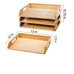 Organizador de escritorio de bambú, caja de almacenamiento multicapa con cajones para documentos de oficina, cartas, papel, correo, independiente - Product Image 2