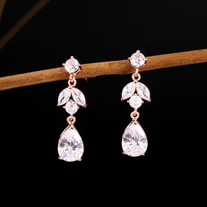 RAKOL EP5064 Wholesale Waterdrop Earrings 2021 Best Cubic Zirconia Charm Stud Earrings Party <b>Jewellery</b> - Product Image 3