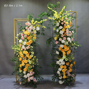 Arco de flores artificiales LANJO para bodas, arco de rosas de seda hecho a mano con soporte para ceremonia de boda - Product Image 6