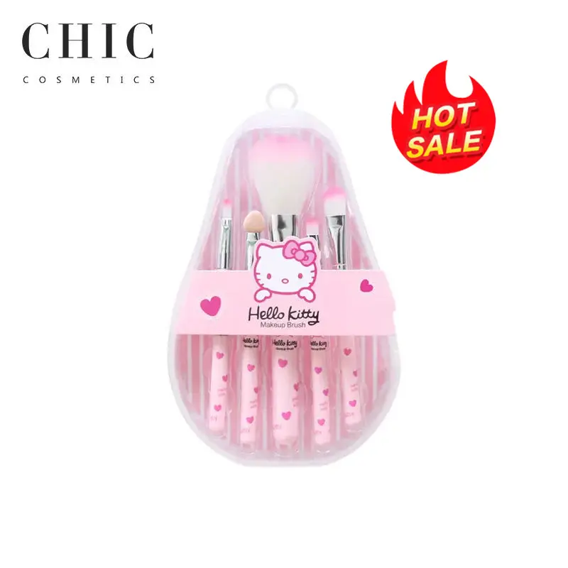 2024 Phong Cách Mới Make Up Phim Hoạt Hình Nhật Bản Kitty 5Pcs Cô Gái Dễ Thương Chuyên Nghiệp Tổng Hợp Trang Điểm Bàn Chải Thiết Lập Mỹ Phẩm Trang Điểm & Công Cụ