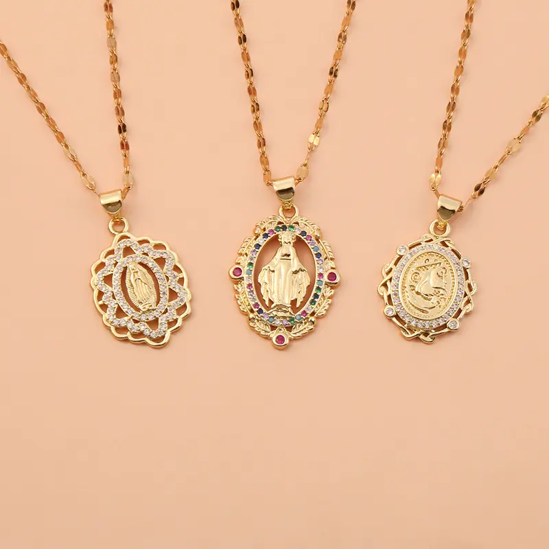 Pendentif de breloque en zircone plaqué or 24K, bijou religieux, couleur rose, vierge marie, pour la fabrication de bijoux, nouvelle collection 2022