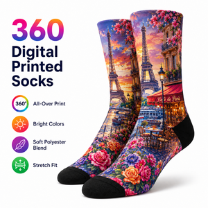 <span class=keywords><strong>Calcetines</strong></span> Personalizados con Impresión Digital 360°, Diseño del Canal de Venecia, Sublimación Completa, <span class=keywords><strong>Calcetines</strong></span> de Poliéster OEM, Recuerdo de Viaje, Venta al Por Mayor - Product Image 6
