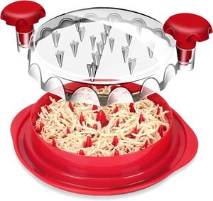 Broyeur de poulet en plastique rond transparent avec couvercle transparent Gadgets de cuisine pratiques et bol de poulet à outil de torsion - Product Image 2