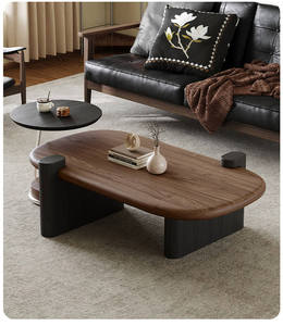 Mesa de Centro Nórdica de Diseño Moderno, de Alta Gama, para Sala de Estar, Ovalada, de Madera, en Oferta - Product Image 1