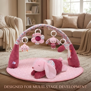 Tappeto Sensoriale Floreale per <span class=keywords><strong>Neonati</strong></span> con Archi Imbottiti, Tappetino per Gioco e Tummy Time, Rosa Vintage Trapuntato - Product Image 1
