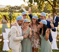 Casquette de baseball en jean personnalisée brodée « Sporty Together Forever » avec visière en velours côtelé bleue, bicolore, pour mariage, boucle dorée, unisexe