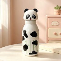 Botella Infantil de Acero Inoxidable 316 de 450 ml con Pajita, Tapa con Diseño de Animal 3D, Aislamiento de Doble Pared, Portátil, para la Escuela