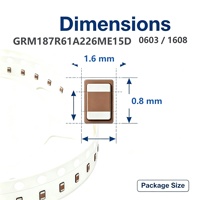 Condensateur à puce métrique MLCC 0603 1608 22μF 10V X5R ±20% GRM187R61A226ME15D pour appareils IoT à faible ESR