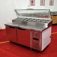 Table de préparation de sandwich en acier inoxydable Restaurant réfrigéré Topping Pizza Salad Bar Équipement de réfrigérateur