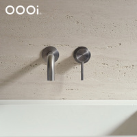 Mitigeur de lavabo en laiton pour salle de bain dissimulée d'hôtel Robinet de salle de bain mural 2 trous