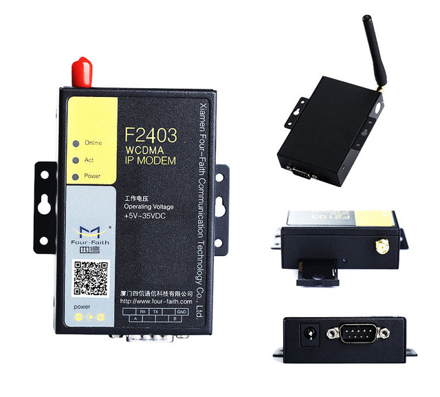 F2403 Industrial RS232/RS485 3g Modbus Tcp Modem for Sensors, Meters, PLC, SCADA, AMR