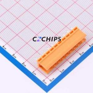 MXHT396V-3.96-10P-OE01-Cu-A Plug-in Terminal Block Through hole,P=3.96mm Board-to-Board / Socket - Open 1x10P 3.96mm Orange - Product Image 1