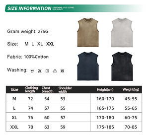 T-shirt sans manches rétro tendance américaine pour homme, AR715, bordure effilochée, teinture à la cire, délavé, déchiré, 100% coton - Product Image 6