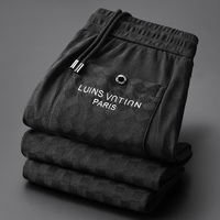 Pantalon de survêtement fin imprimé haut de gamme pour homme – Coupe droite en pur coton pour l'été – Idéal pour le sport et les loisirs