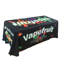 Housse de table personnalisée pour salon professionnel, en polyester imperméable, avec logo imprimé par sublimation, extensible et ajustée en spandex