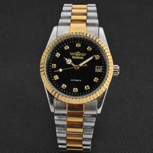 Montre mécanique classique pour homme OEM ODM, cadran doré, affichage de la date, acier inoxydable bicolore, montre-bracelet pour homme, Relojes Hombre - Product Image 4